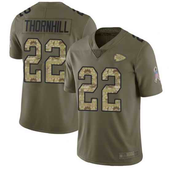 Chiefs 22 Juan Thornhill Olive Camo Men Stitched Football Limited 2017 Salute To Service Jersey